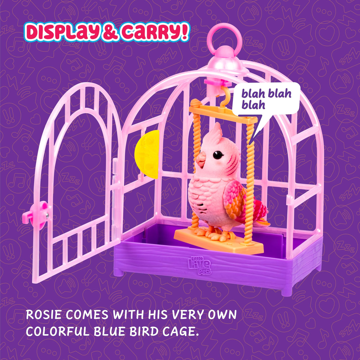Little Live Pets My Really Real Talking Bird Toy & Cage - Rosie, Interactive Voice Repeating Toy, 20+ Sounds & Reactions, Talking Toys for Kids 5-7
