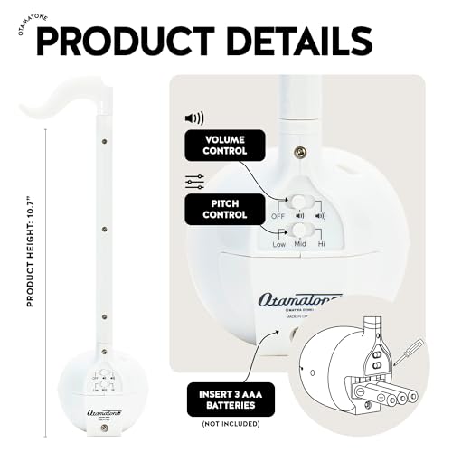 Otamatone Japanese Electronic Synthesizer Musical Instrument Toy - White | Portable Music Synthesizer from Japan by Maywa Denki Studio Award Winning Educational Fun Gift for Children, Teens & Adults