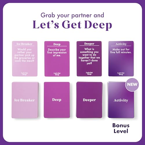 Let's Get Deep, A Question Card Game for Couples by Relatable | Great for Date Night Ideas, Couples Gifts, and Long Distance Relationship Games, Includes 200 Cards