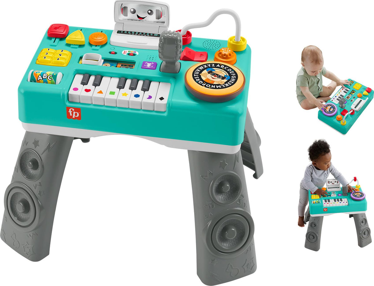 Fisher-Price Laugh & Learn Mix & Learn DJ Table | Musical Toy, 100+ Learning Songs & Phrases, 12 Activities, Fine & Gross Motor Skills, Baby & Toddler Ages 6+ Months