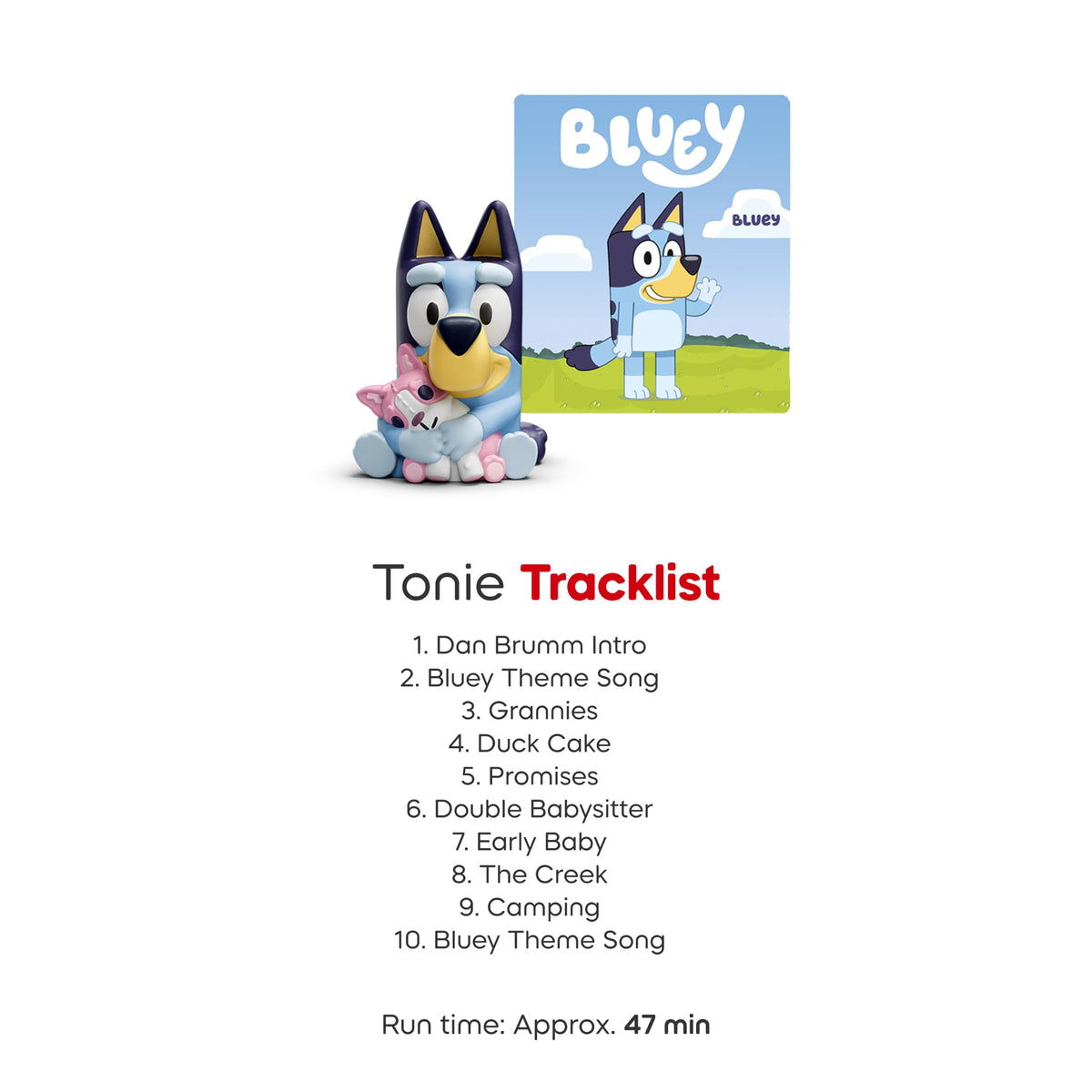 Tonies Bluey Audio Toy Figurine 3 Pack Set - Bluey, Bingo, Muffin | The Bluey Family Adventure Collection. 3 Favorite Characters. 136 Minutes of Bluey Stories.