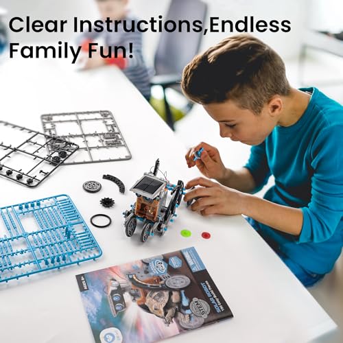 Sillbird 12-in-1 Solar Robot Building Kit STEM Gift for Boys Ages 8-13 | Powered by the Sun, Engineering Skills, DIY Educational Kit, Birthday Presents for Kids, Buildable Learning Set, 190 Pieces